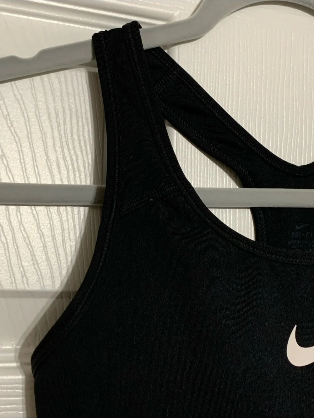 Nike Black Sports Bra with White Swoosh Logo